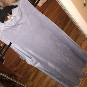 Blue velour turtleneck dress